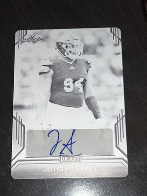 2019 LEAF DRAFT FOOTBALL JEFFREY SIMMONS BLACK PLATE RC AUTO 1/1 TITANS - Image 1 of 3