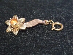 9ct Gold Clogau Welsh Rose Gold Daffodil Charm Pendant Vintage Hallmarked - Picture 1 of 7