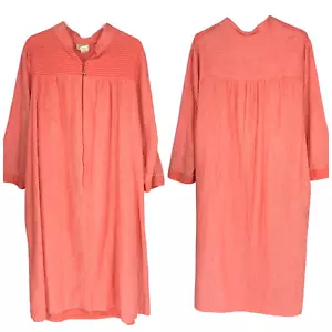 Vintage Lasting Comfort Plus Sz 2X Pink Chenille Terry Full Zip Robe Housecoat - Picture 1 of 7