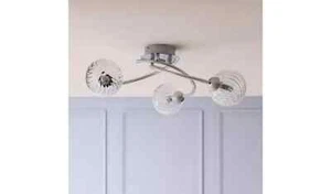 Argos Home Ribbed Globe Steel 3 Light Ceiling Light - Chrome - Picture 1 of 6