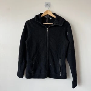 Felpa con cappuccio Ibex donna M Shak full zip pile maglione nero lana merino escursionismo DIFETTO - Foto 1 di 8