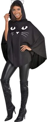 Cat Poncho Animal Black Kitten Suit Yourself Fancy Dress Halloween Adult Costume - Image 1 of 2