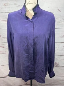 Blusa Barrie Pace Talla 12 Púrpura Oscuro 100% Seda Abotonada - Imagen 1 de 3