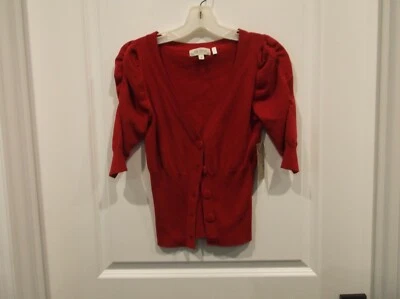 NWT Cavalini womens S 3/4 sleeve red button down sweater 5 buttons - Image 1 of 4