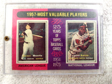 Mickey Mantle & Hank Aaron 1975 Topps Baseball Mantle & Aaron 1957 MVP's # 195 