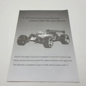 *UK* Original WLtoys A959 1/18 Instriction Manual & Parts Catalog for 4wd RC - Bild 1 von 1