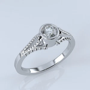1/4CT SOLITAIRE ENGAGEMENT RING 14K WHITE GOLD 3MM WIDE BEZEL SET - Picture 1 of 2