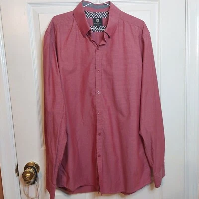 Camisa Acero y Jalea Rojo Salmón Texturizada Mangas Largas Abotonada Cuello Talla L Foto 1 de 4