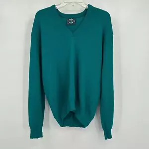 Suéter Pullover Vintage Jantzen Para Hombres Talla L Verde Azulado Cuello en V Preppy Academia Grandpa - Imagen 1 de 7