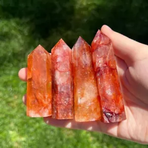 Wholesale Lot 1 Lb Natural Hematoid Fire Obelisk Quartz Tower Point Crystal - Picture 1 of 5