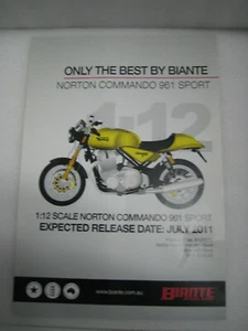 BIANTE 1/12 DEALERS BROCHURE ONLY NORTON COMMANDO 961 SPORT MOTOR BIKE YELLOW - Bild 1 von 1