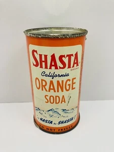 1950’s Shasta California Orange Soda Flat Top Rolled Steel 12 oz Can Seattle - Bild 1 von 8