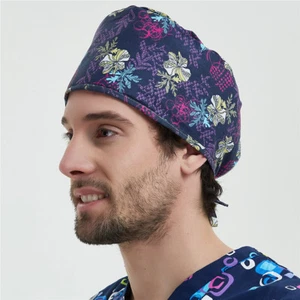 New Men Women  Color  Printed Scrub Cap Printing Working Hat Caps Head Cover - Picture 1 of 141