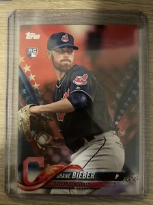 2018 Topps Update Shane Bieber Independence Day /76 RC #US198 Rookie SP Indians - Picture 1 of 6