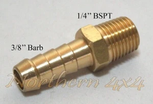 Brass Barb Fitting 1/4 BSP Male Thread to 3/8" INCH Barb Straight - Picture 1 of 1