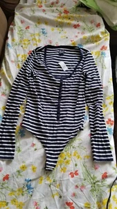 Gap Bodysuit in Black W/ White Stripe - Size MEDIUM - Picture 1 of 6