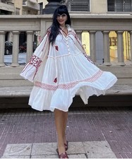 ZARA BNWT 2022. ECRU RED EMBROIDERED MIDI BOHO LIMITED EDITION. 2903/200 £289