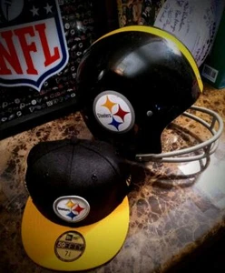 Pittsburgh Steelers Vintage Rawlings Football Helmet HNFL-N Size (M) and Cap NWT - Picture 1 of 7