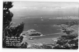 Top of Mt. Tamalpais Vista de San Francisco y Puente de la Bahía - RPPC, California - Imagen 1 de 2