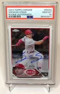 2023 Topps Chrome Spencer Steer RC Rookie Auto PSA 10 #RASS - Picture 1 of 2