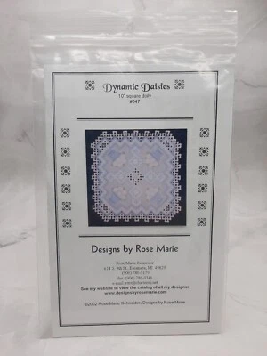 Vintage Designs By Rose Marie Dynamic Daisies Hardanger Doily Pattern 10 Inch - Image 1 of 4