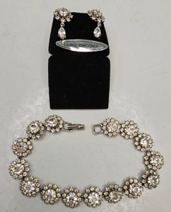 CZ Halo 7 1/2"L Bracelet and Earrings Set - Picture 1 of 5