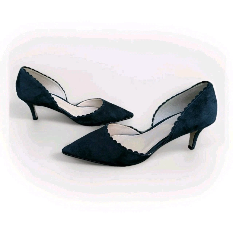 Pelle Moda Kenny Azul Marino Acento Vieira Gamuza Punta Corbata Gatito Tacón Talla 11M Foto 1 de 4