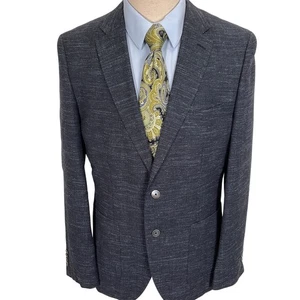 BOSS HUGO BOSS Blazer Mens 42R Navy Blue Janson3 Textured Lightweight Jacket - Picture 1 of 12