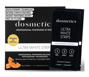 Ultra Zahnaufhellungsstreifen Papaya 28 Stück empfindliche Zähne. Kaffee Wein Flecken - Bild 1 von 7