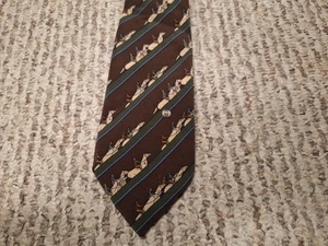 Corbata Gucci Vintage Años 80 Para Hombre Italia Seda Caballo Ecuestre Marrón - Imagen 1 de 4