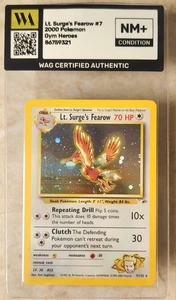 WAG Certificato Nm+ Tenente Surge's Fearow 007/132 Gym Heroes Holo Vintage Tcg - Foto 1 di 2