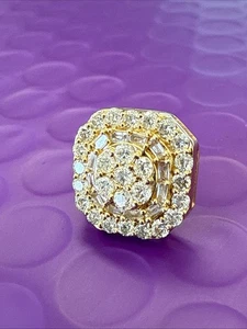 💎 10k Gold Doppel Halo Cluster Diamant Einzel Ohrstecker Schraubverschluss (2401) - Bild 1 von 13