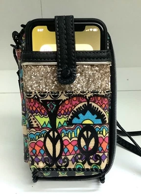 Bolso Bandolera SAKROOTS Paz Brillo Muñequera Artista Círculo Radiante Un Mundo Foto 1 de 4