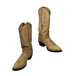 Botas vaqueras occidentales de cuero tostado Tony Lama de colección para hombre talla 9,5 bordadas festival - Imagen 1 de 12
