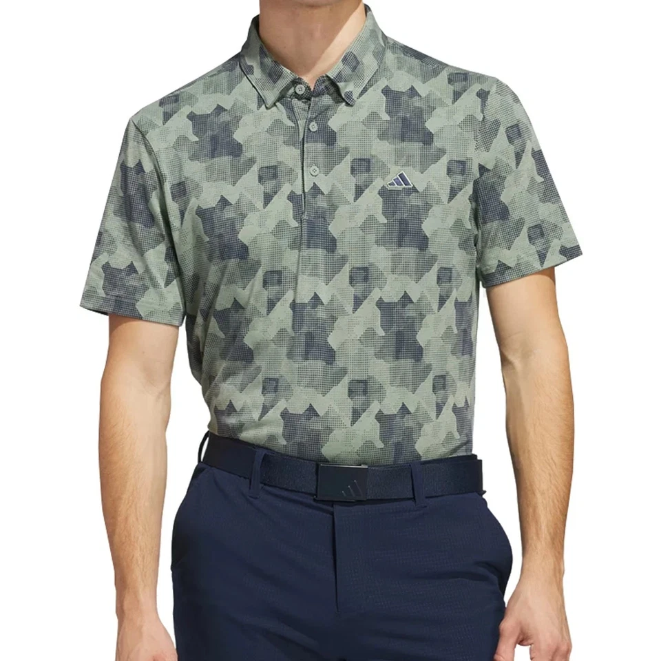 Adidas Men's Go To Printed Polo Style# JP2366 Size 2XL White/Collegiate Navy