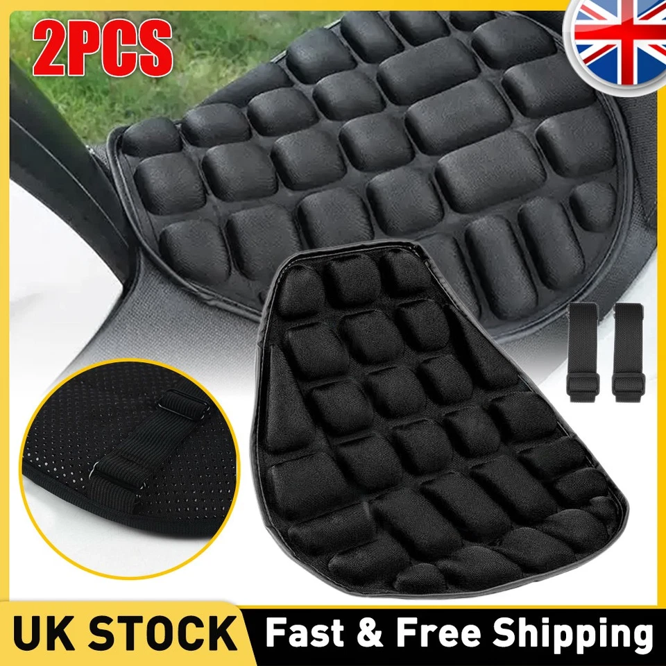 2x Motorcycle Seat Pad Motorbike Cover Universal Comfort Air Cushion Gel Durable - Image 1 of 4