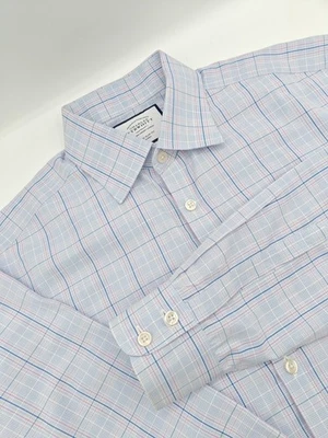 🇬🇧 Camisa de vestir Charles Tyrwhitt para hombre 15,5x35 azul rosa a cuadros extra ajustada  Foto 1 de 4