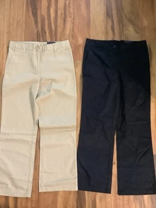 NWT - 2 Pair IZOD School Uniform Pants Girls Sz 10.5 Plus Navy & Khaki Stretch - Picture 1 of 6