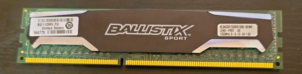 Ballistix Sport 133MHz 4GB (1 x 4GB) DDR3 RAM BLS4G3D1339DS1S00.16FMR - Image 1 of 2