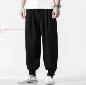 Buddhist Zen Martial Arts Cotton Linen Pants Unisex Shaolin Monk Kung Fu Pants - Picture 1 of 21