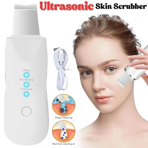 Ultrasonic Facial Skin Scrubber Face Spatula Rechargeable Skin Blackhead Remover - Picture 1 of 14