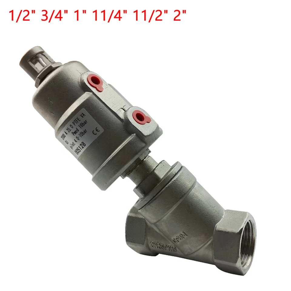 304 Edelstahl Pneumatisches Kolben Dampfventil Winkel Sitz Ventil G1/2"-2" N/C
