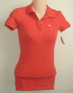 Womens AEROPOSTALE Butterfly Coral Polo Shirt NWT #5705 - Picture 1 of 1