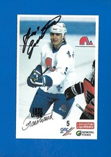 1988-89 JARI GRANSTRAND AUTOGRAPH NHL POSTCARD QUEBEC NORDIQUES GENERAL FOODS