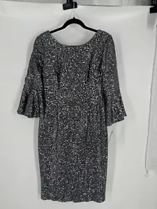 ALEX EVENINGS women's NWT sequin dress size 10 gunmetal wedding party coctails - Picture 1 of 16