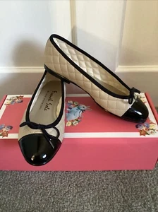 BNIB French Sole by Jane Winkworth Nude & Black Quilted Ballet Pumps, UK Size 2 - Picture 1 of 6