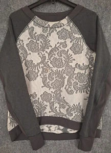 Lululemon Damen Sweatshirt grau Blumenmuster Strick Rose Muster Daumenärmel - Bild 1 von 16