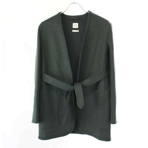 HERMÈS Giacca Hermes lana cashmere senza colletto con cintura 47 7258 verde 34 usata MESC 0
