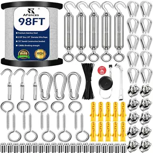 1/8" Wire Rope Turnbuckles for Cables 304 Stainless Steel Cable M5 Kit Tensioner - Picture 1 of 12