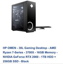 Escritorio para juegos HP OMEN 30L (1 TB HD, AMD Ryzen 7 3700X, 8 GB RTX 2060, 16 GB RAM)